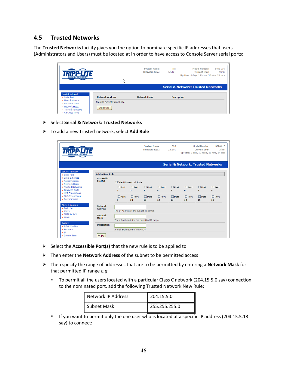 5 trusted networks | Tripp Lite 93-2879 User Manual | Page 46 / 224