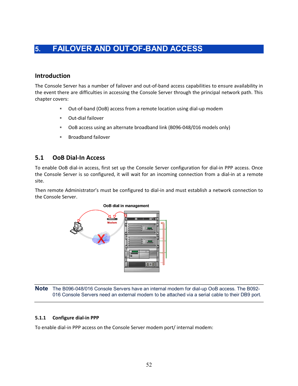 Failover and out-of-band access, Introduction, 1 oob dial-in access | Tripp Lite 93-2879 User Manual | Page 52 / 224