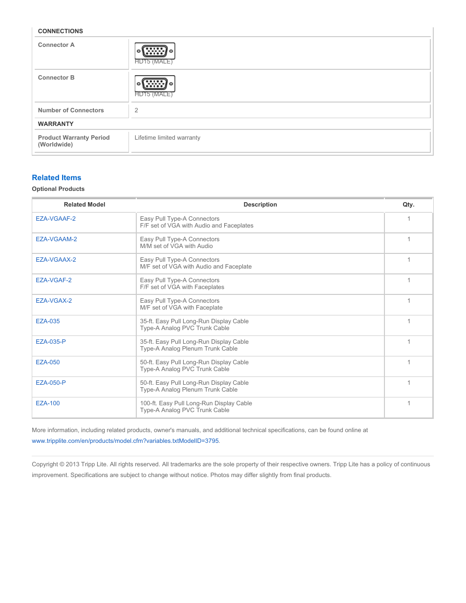 Tripp Lite EZA-VGAM-2 User Manual | Page 2 / 2