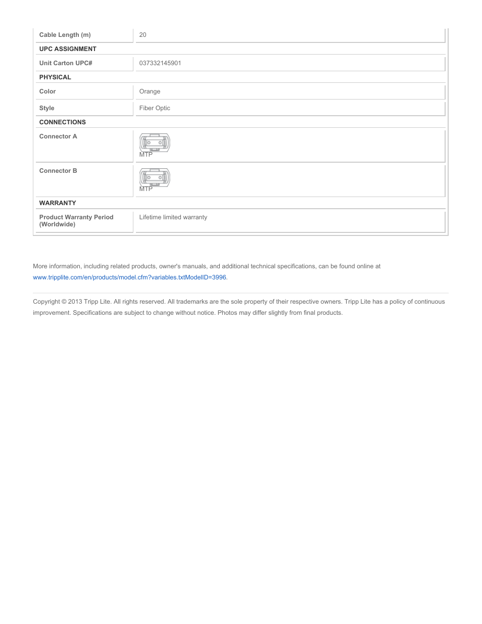 Tripp Lite N546-20M User Manual | Page 2 / 2
