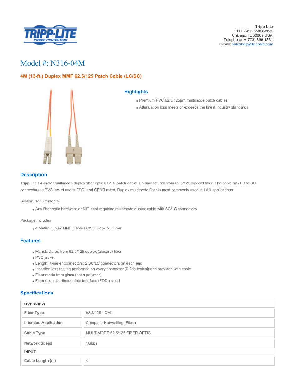 Tripp Lite N316-04M User Manual | 2 pages