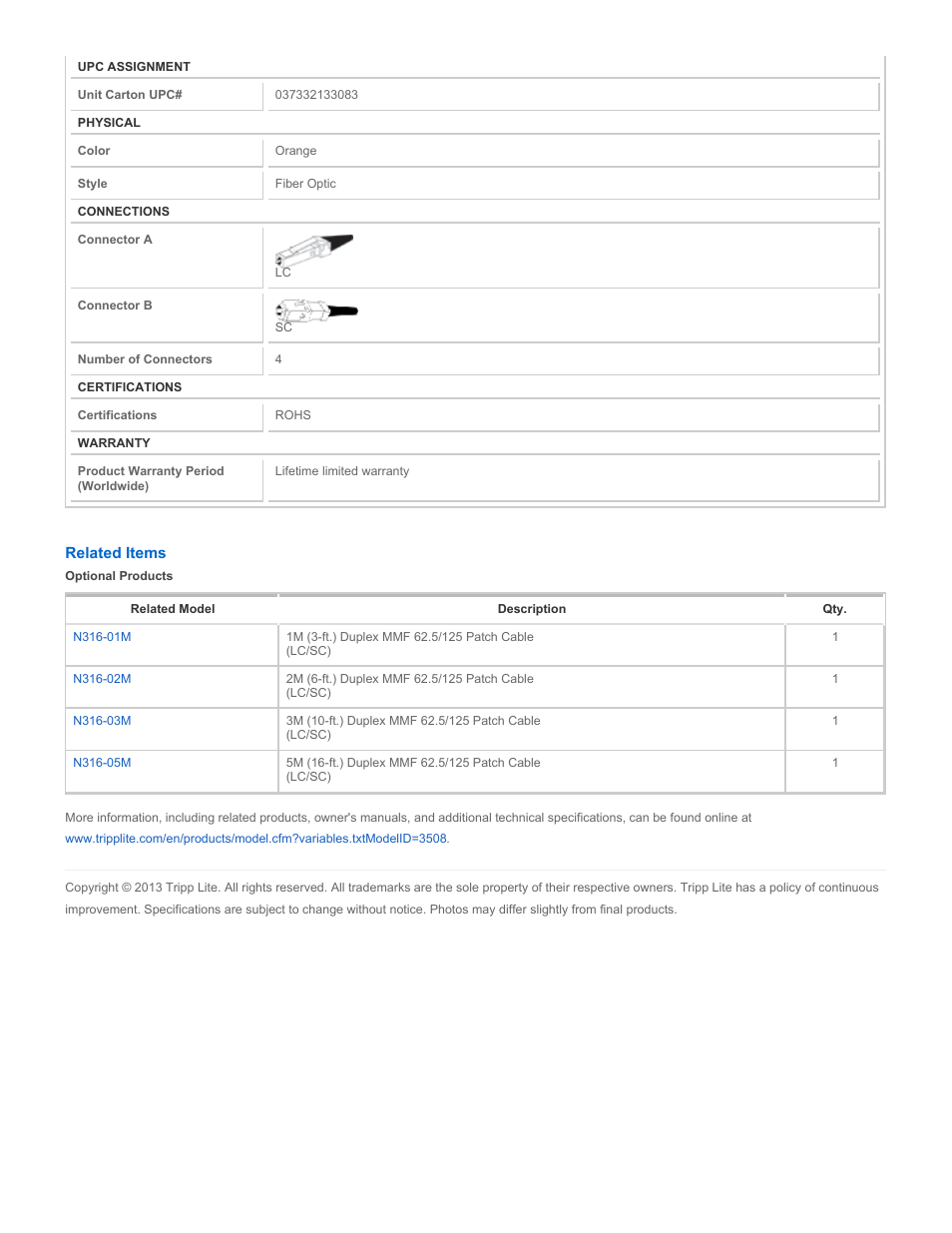 Tripp Lite N316-04M User Manual | Page 2 / 2