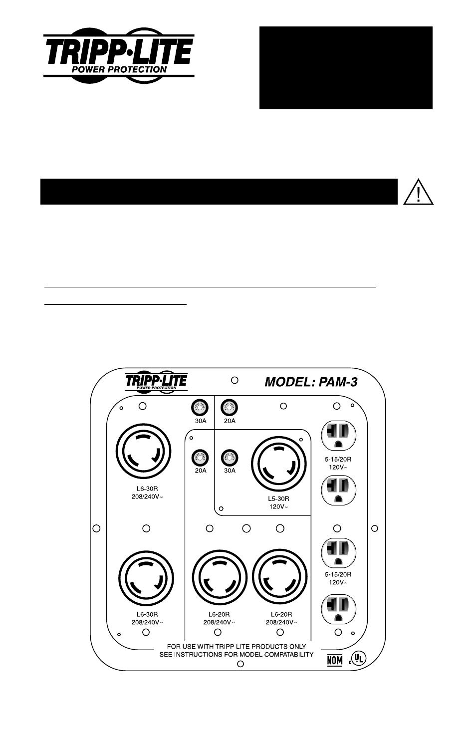 Tripp Lite Power Accessory Module PAM-3 User Manual | 2 pages