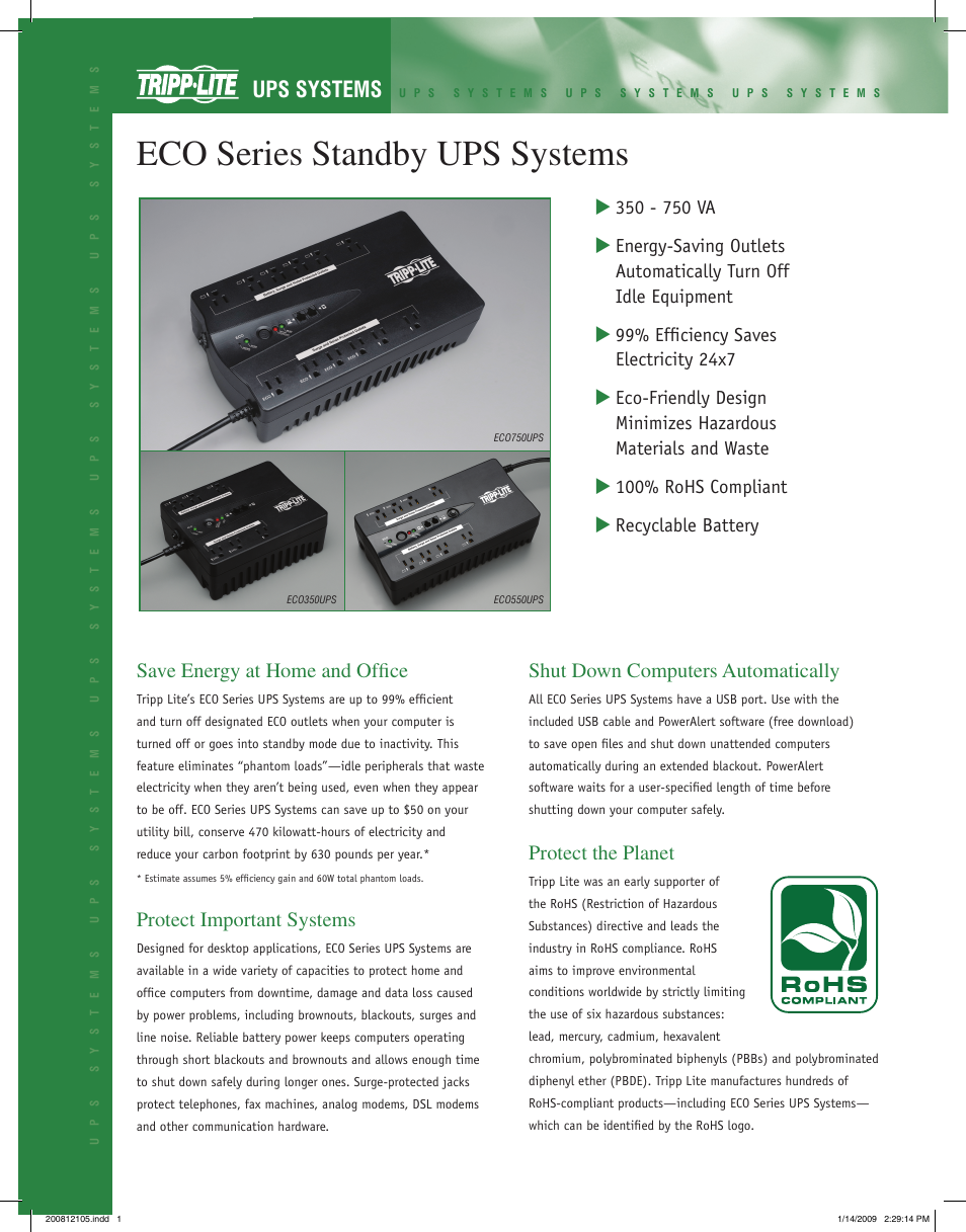 Tripp Lite ECO Series User Manual | 2 pages