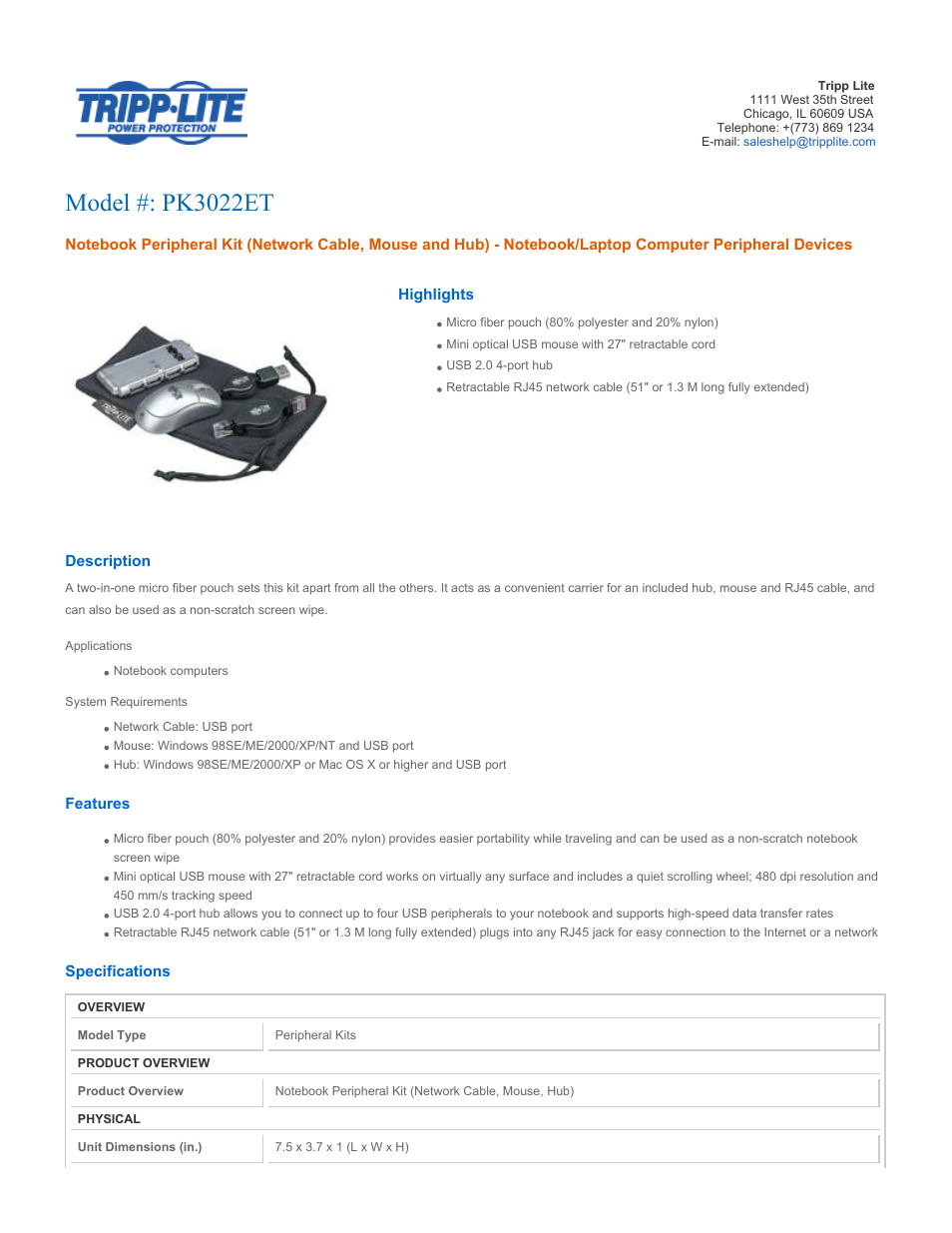 Tripp Lite PK3022ET User Manual | 2 pages