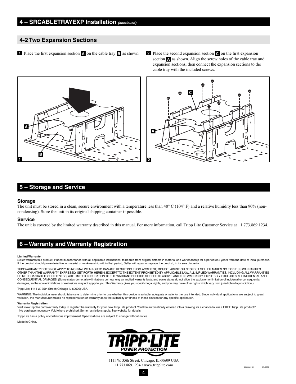 4 – srcabletrayexp installation | Tripp Lite SRCABLETRAY User Manual | Page 4 / 4