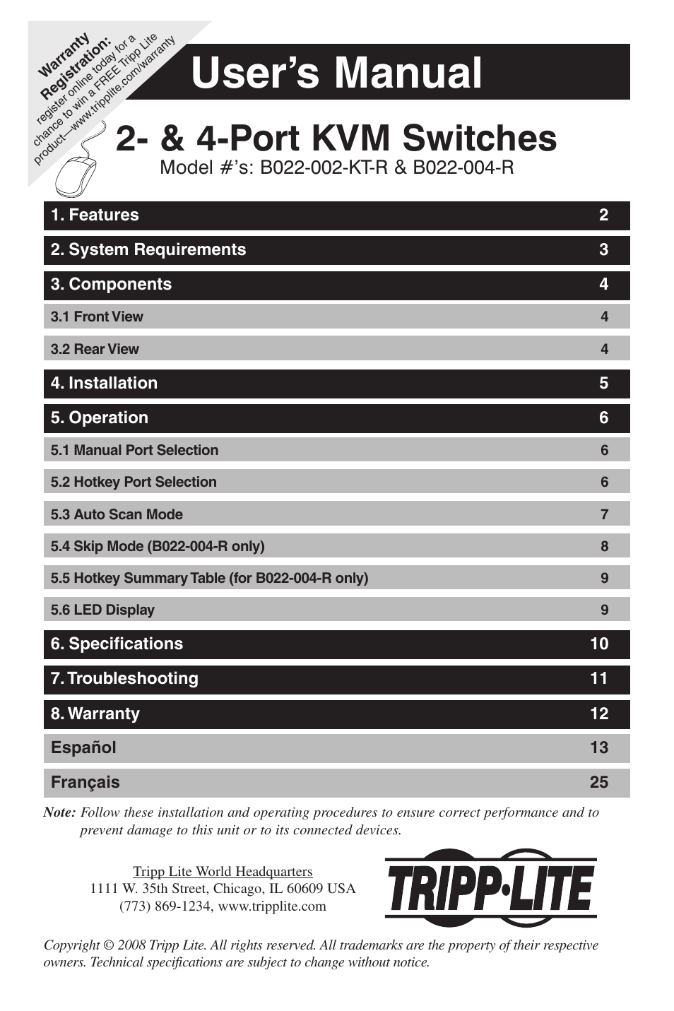 Tripp Lite B022-002-KT-R User Manual | 13 pages