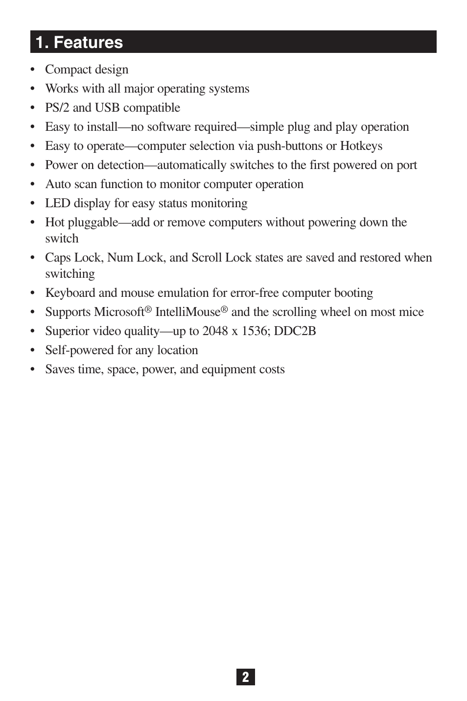 Features | Tripp Lite B022-002-KT-R User Manual | Page 2 / 13