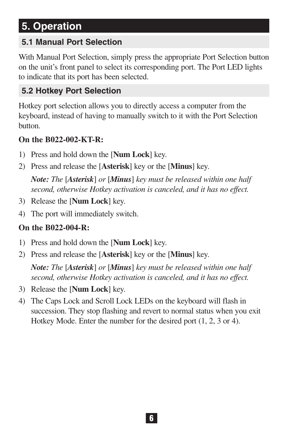 Operation | Tripp Lite B022-002-KT-R User Manual | Page 6 / 13