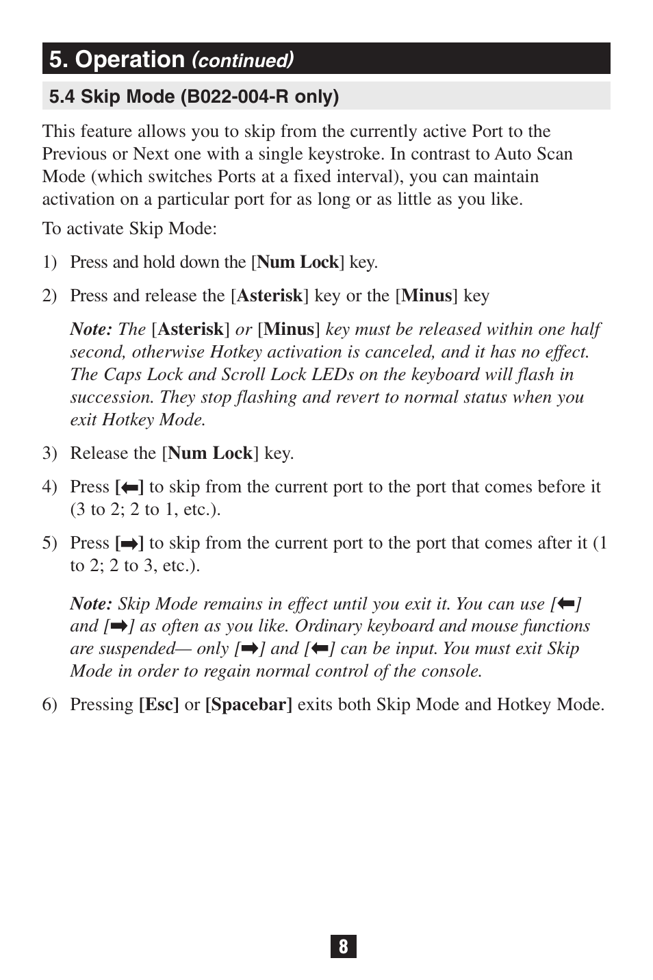Operation | Tripp Lite B022-002-KT-R User Manual | Page 8 / 13