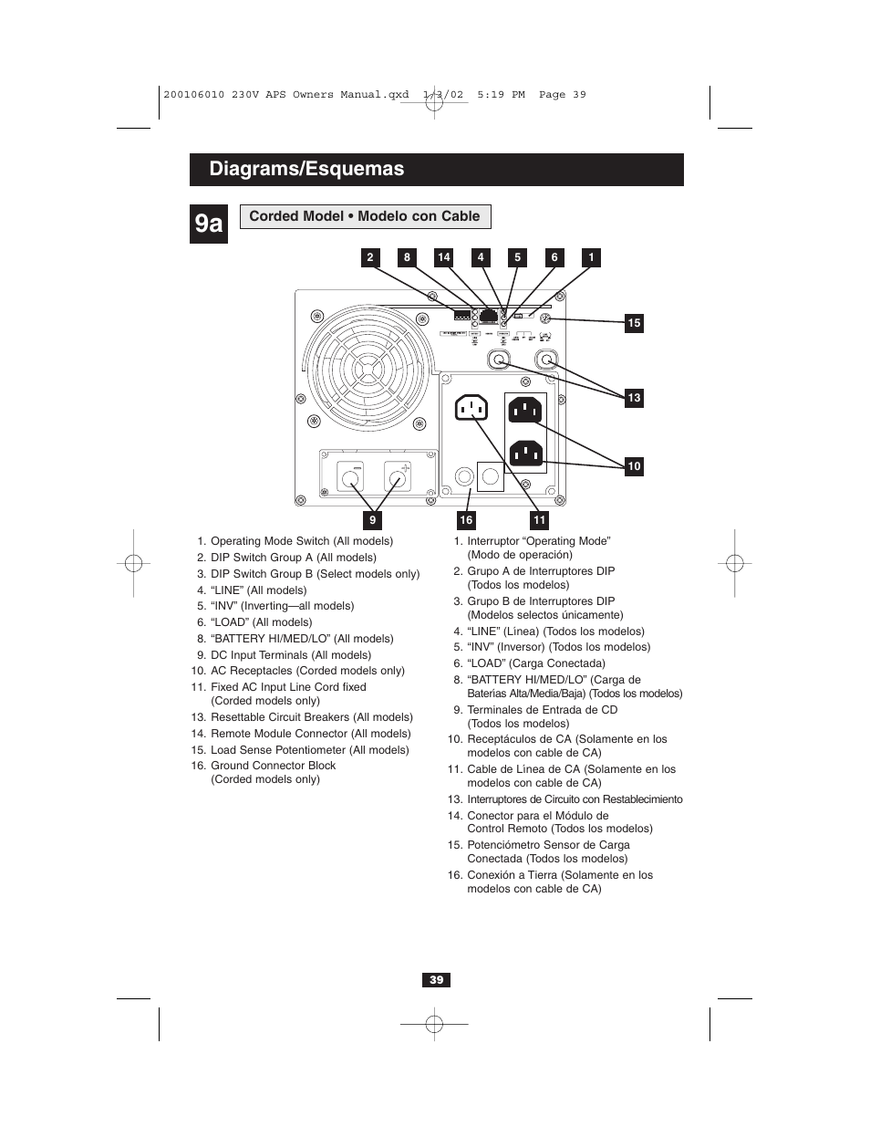 Diagrams/esquemas | Tripp Lite 93-2007 (200106010) User Manual | Page 21 / 22