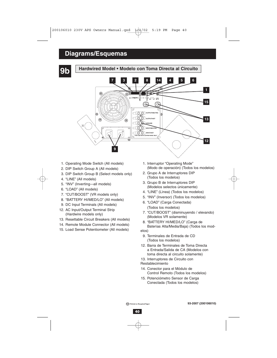 Diagrams/esquemas | Tripp Lite 93-2007 (200106010) User Manual | Page 22 / 22