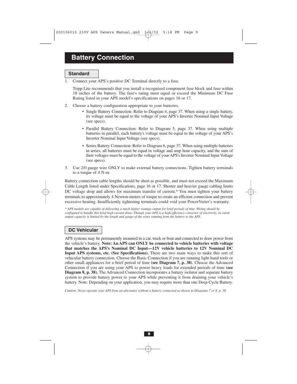 Battery connection | Tripp Lite 93-2007 (200106010) User Manual | Page 9 / 22