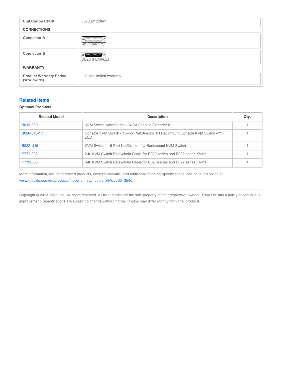 Tripp Lite P772-015 User Manual | Page 2 / 2