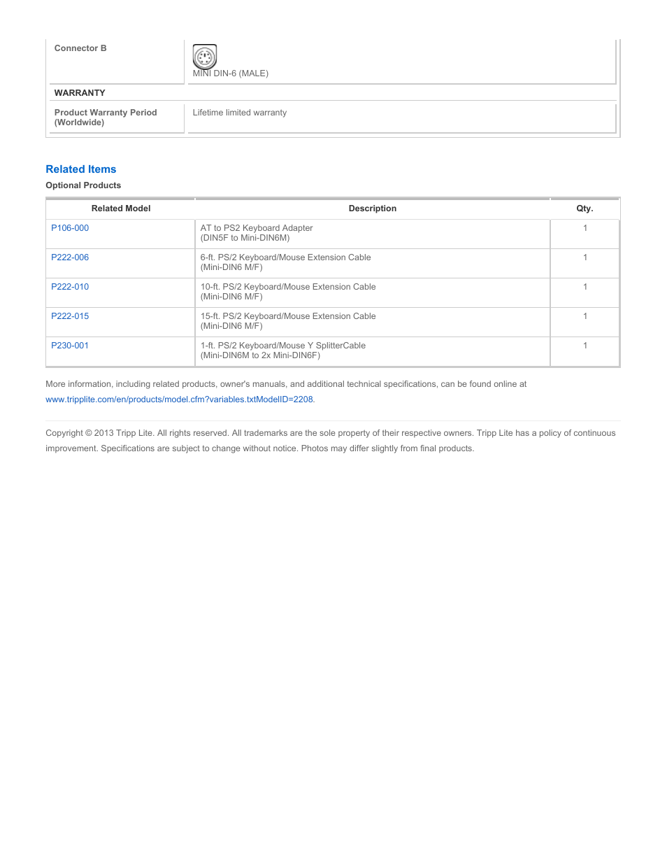 Tripp Lite P106-06I User Manual | Page 2 / 2
