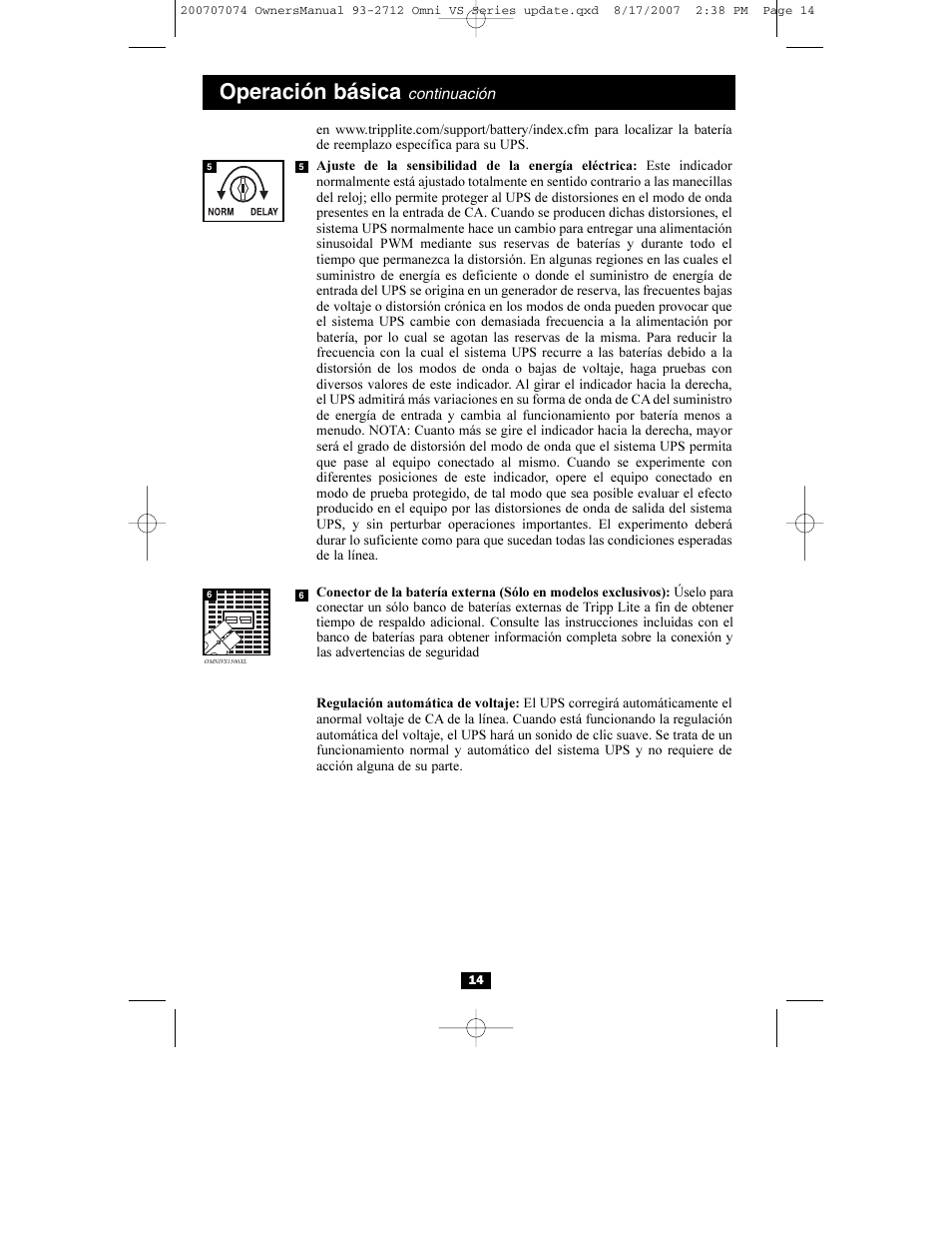 Operación básica | Tripp Lite Omni VS UPS Systems OMNIVS1500 User Manual | Page 14 / 24