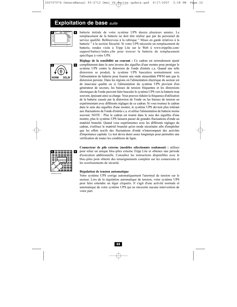 Exploitation de base, Suite | Tripp Lite Omni VS UPS Systems OMNIVS1500 User Manual | Page 22 / 24