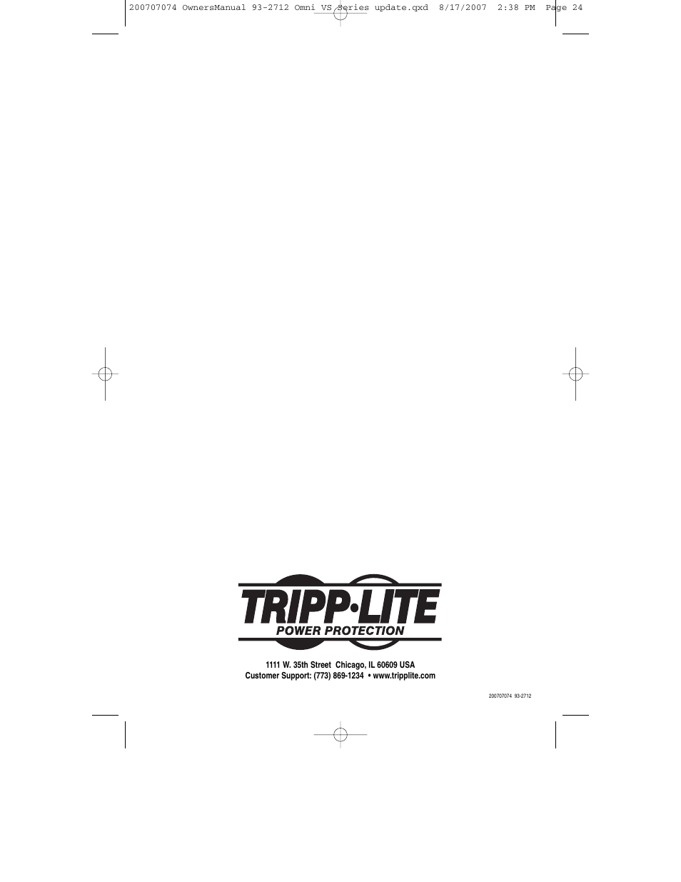 Tripp Lite Omni VS UPS Systems OMNIVS1500 User Manual | Page 24 / 24