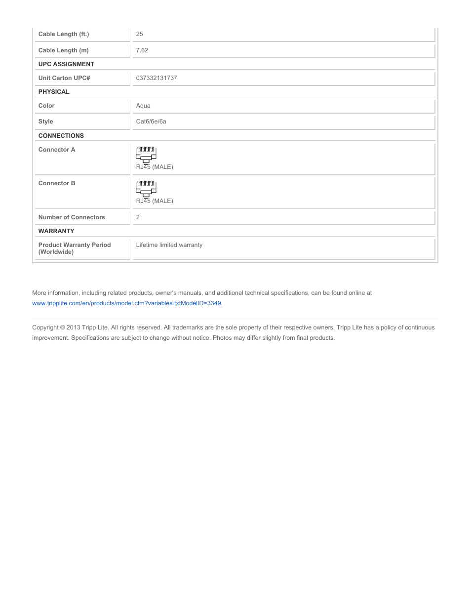 Tripp Lite N261-025-AQ User Manual | Page 2 / 2