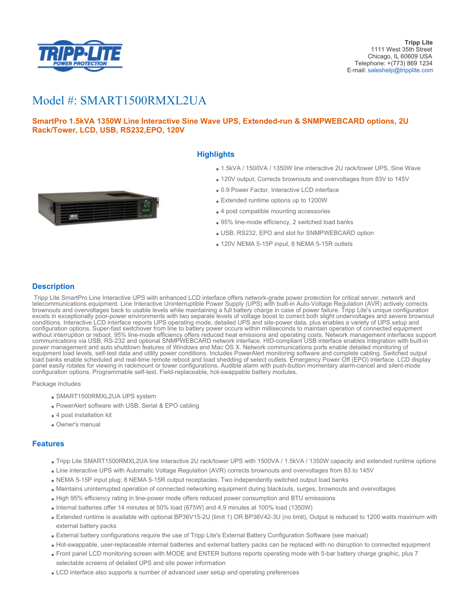 Tripp Lite 1500RMXL2UA User Manual | 6 pages