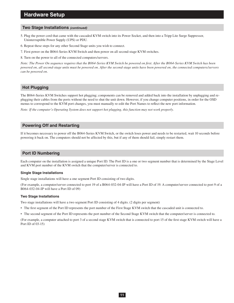 Hardware setup | Tripp Lite NETDIRECTOR B064-016-04-IP User Manual | Page 11 / 72