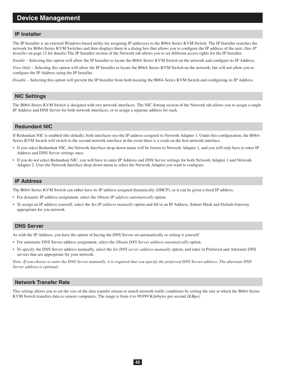 Device management | Tripp Lite NETDIRECTOR B064-016-04-IP User Manual | Page 42 / 72