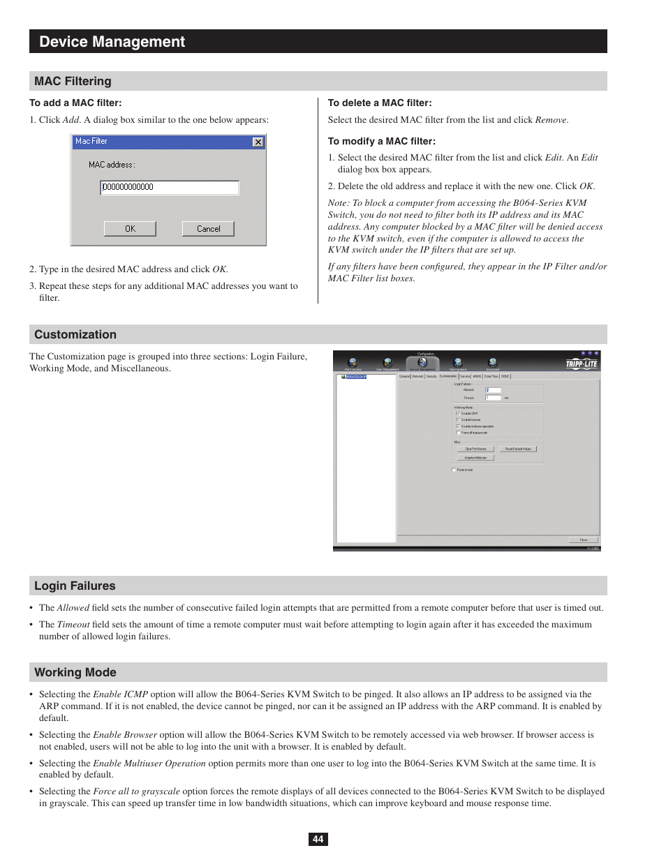 Device management | Tripp Lite NETDIRECTOR B064-016-04-IP User Manual | Page 44 / 72
