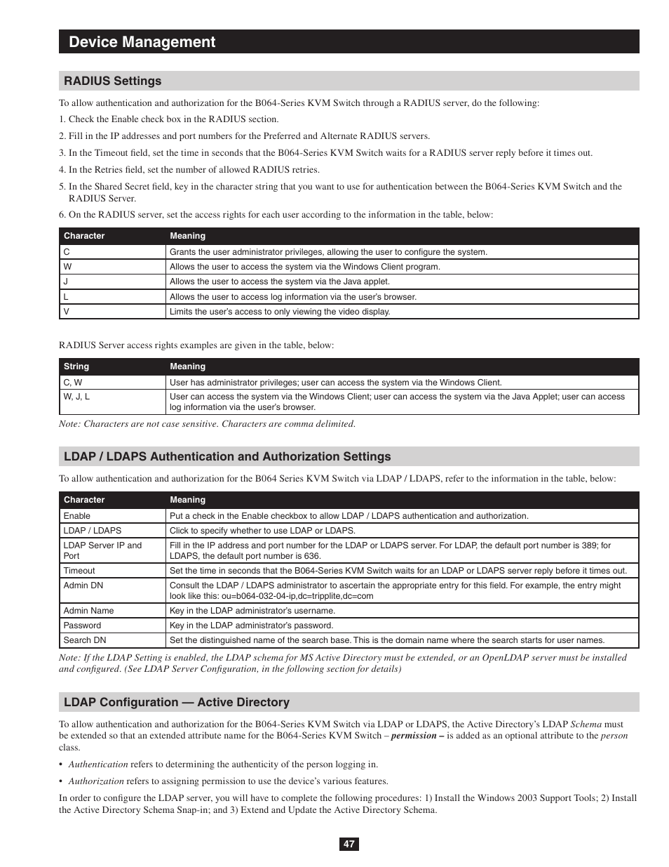 Device management | Tripp Lite NETDIRECTOR B064-016-04-IP User Manual | Page 47 / 72