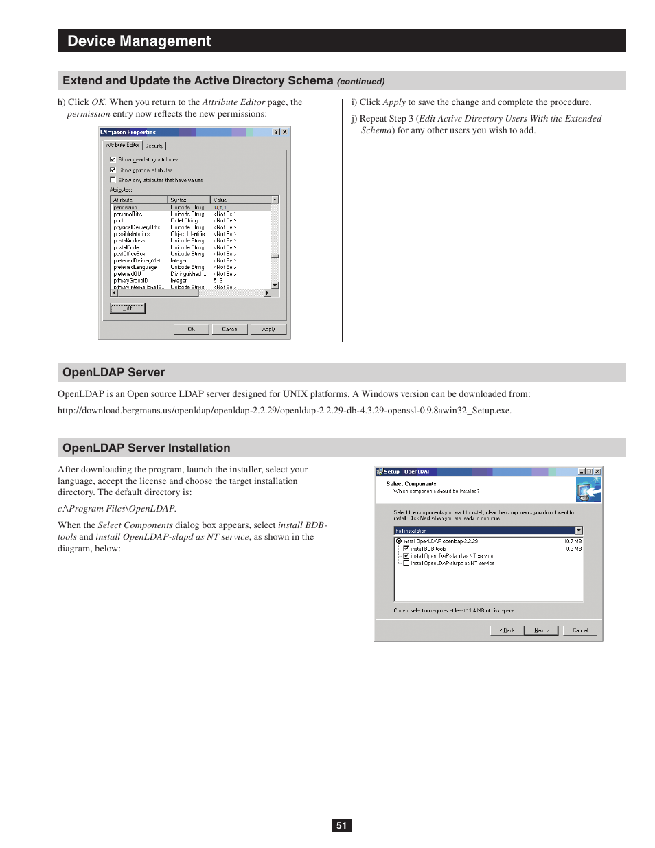 Openldap server openldap server installation, Device management | Tripp Lite NETDIRECTOR B064-016-04-IP User Manual | Page 51 / 72