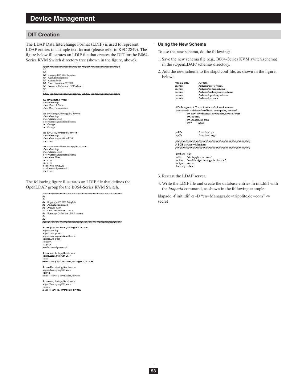 Dit creation, Device management | Tripp Lite NETDIRECTOR B064-016-04-IP User Manual | Page 53 / 72