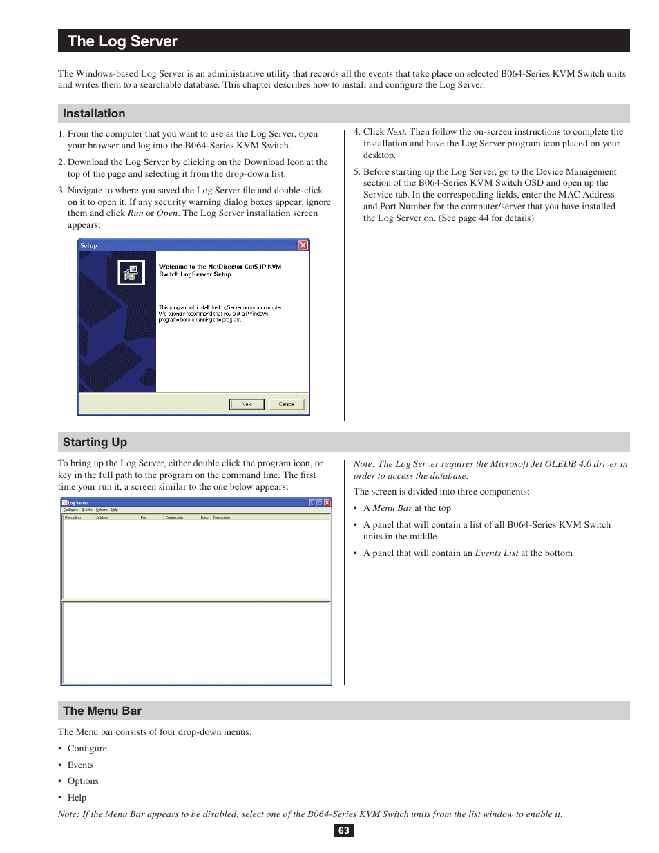 The log server | Tripp Lite NETDIRECTOR B064-016-04-IP User Manual | Page 63 / 72