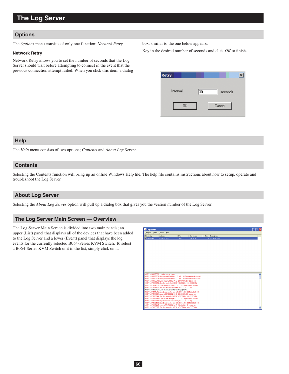 The log server | Tripp Lite NETDIRECTOR B064-016-04-IP User Manual | Page 66 / 72