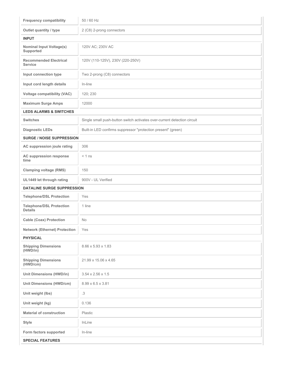 Tripp Lite Traveler In-Line TRAVELERC8 User Manual | Page 2 / 3