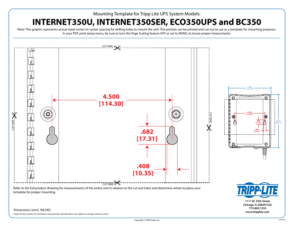 Tripp Lite BC350 User Manual | 1 page