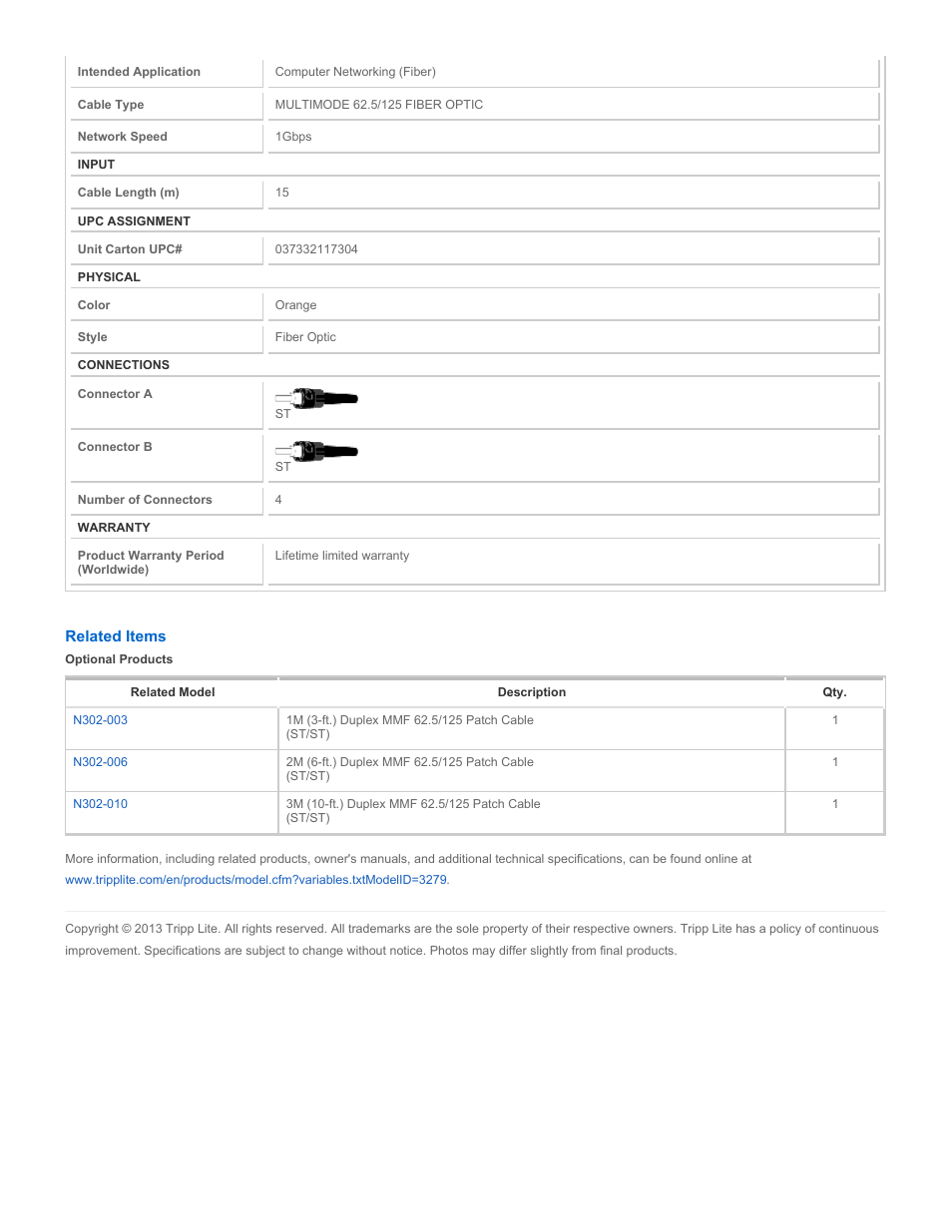 Tripp Lite N302-15M User Manual | Page 2 / 2