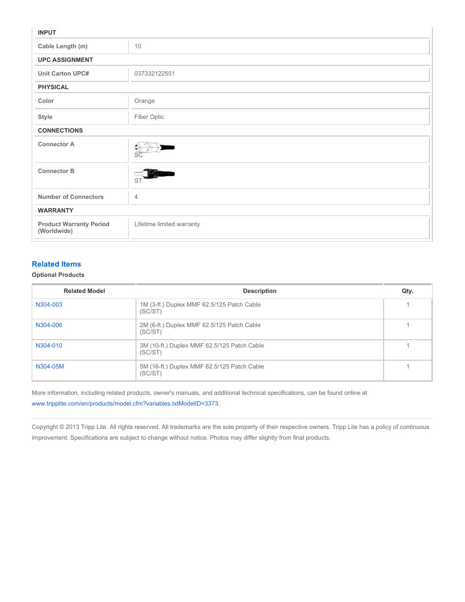 Tripp Lite N304-10M User Manual | Page 2 / 2