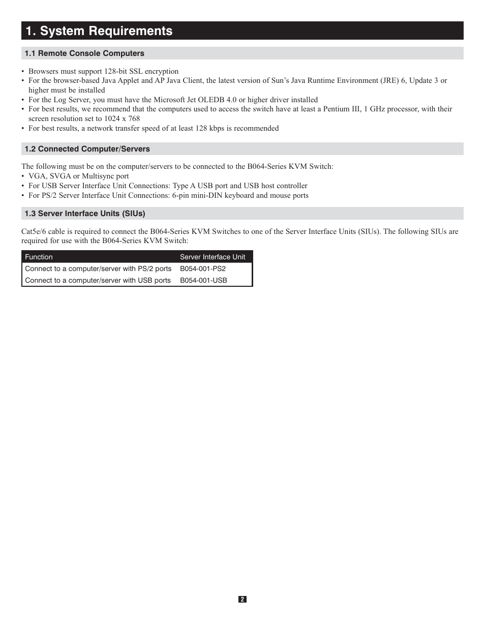 System requirements | Tripp Lite B064-016-04-IP User Manual | Page 2 / 8