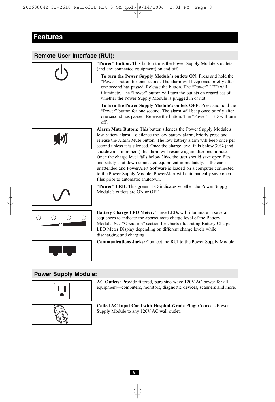 Features | Tripp Lite HCRK-3 User Manual | Page 8 / 12