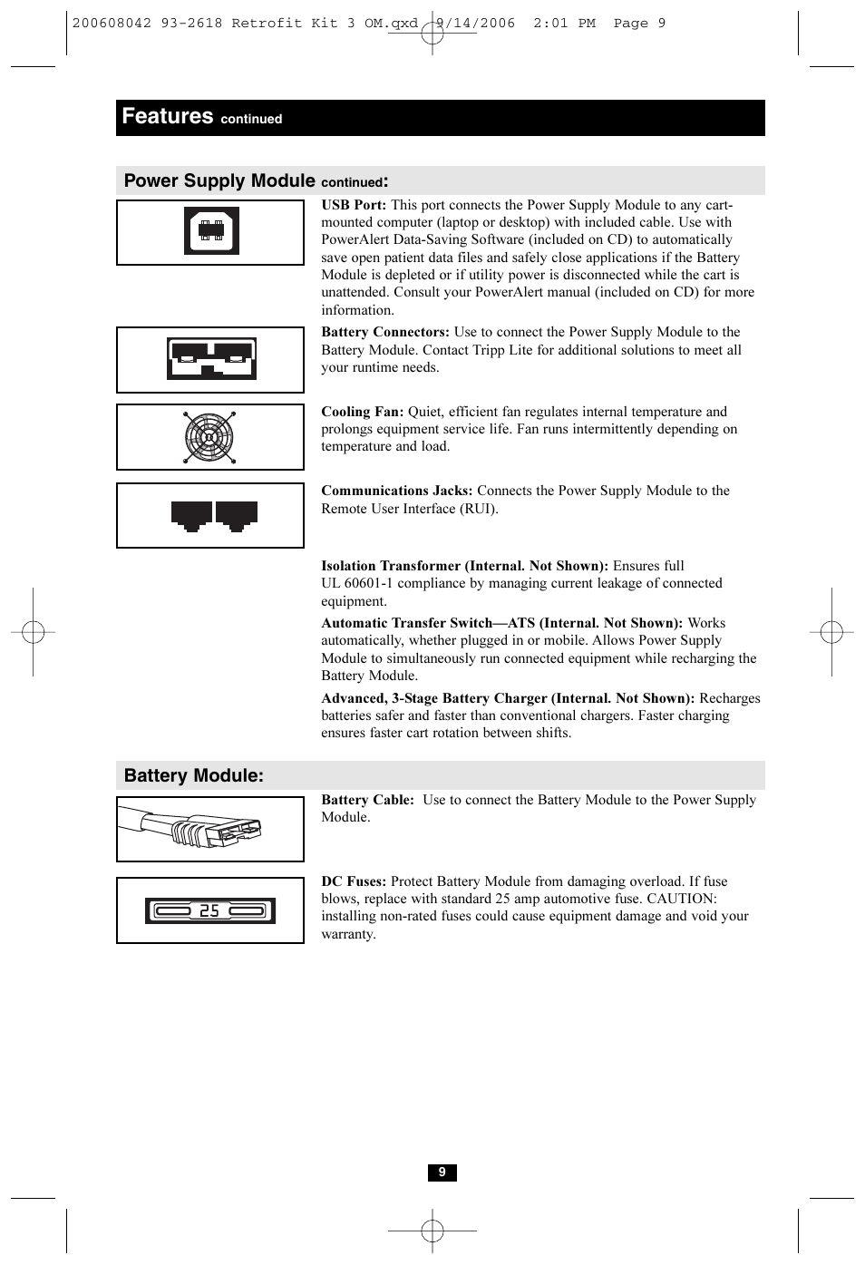 Features | Tripp Lite HCRK-3 User Manual | Page 9 / 12