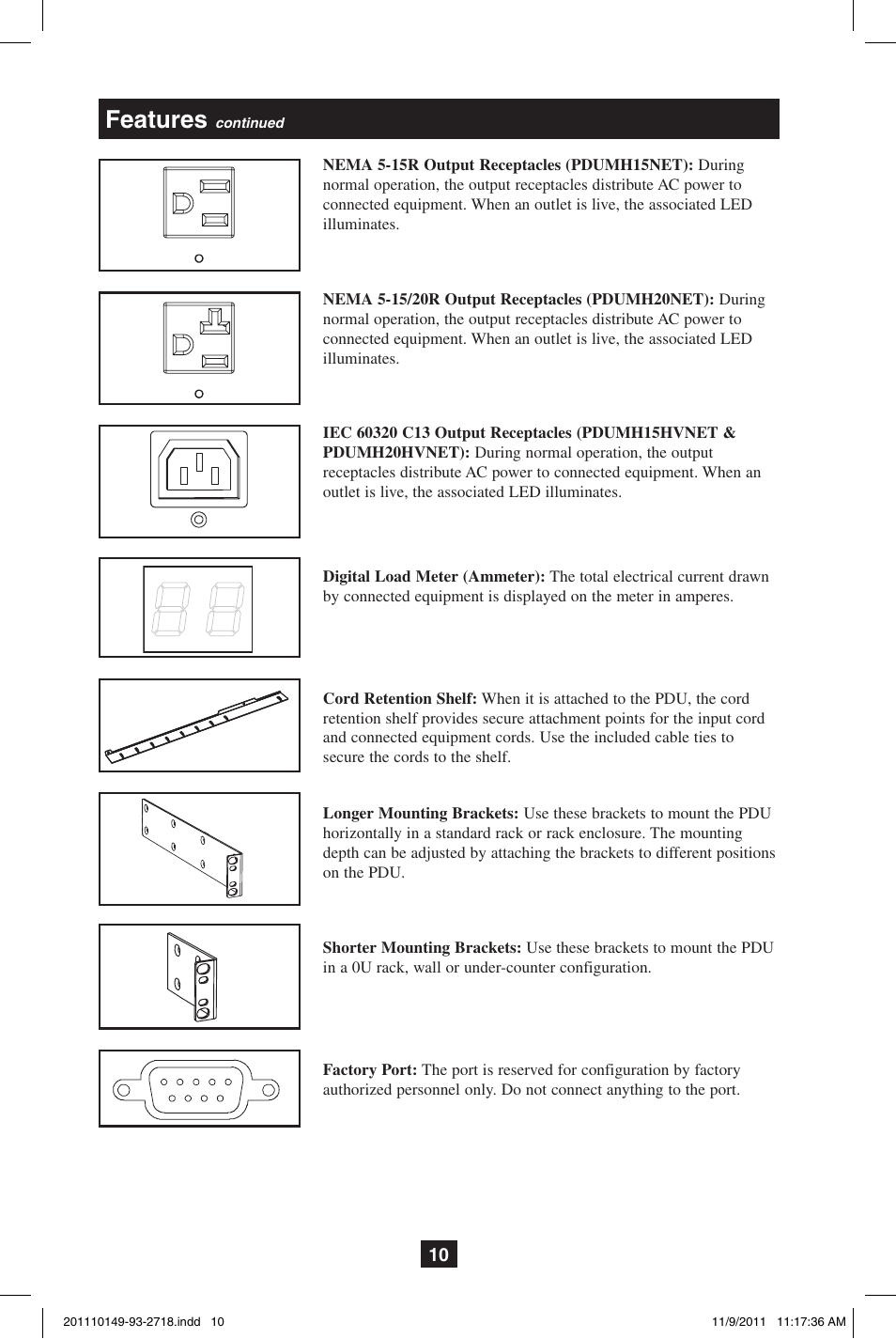 Features | Tripp Lite XL User Manual | Page 10 / 36