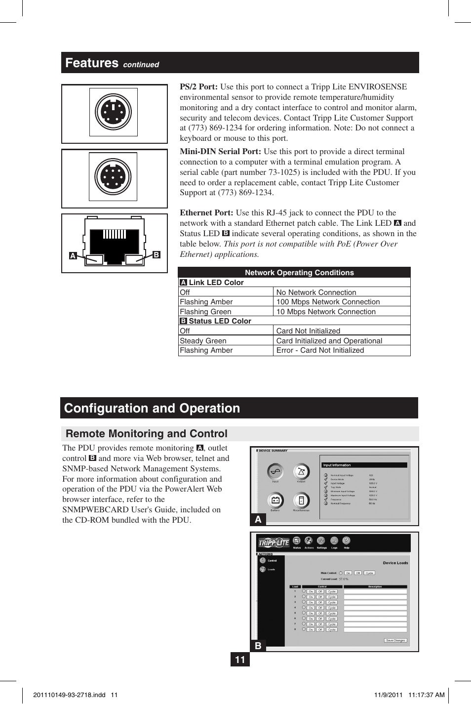 Features, Configuration and operation, Remote monitoring and control | Tripp Lite XL User Manual | Page 11 / 36