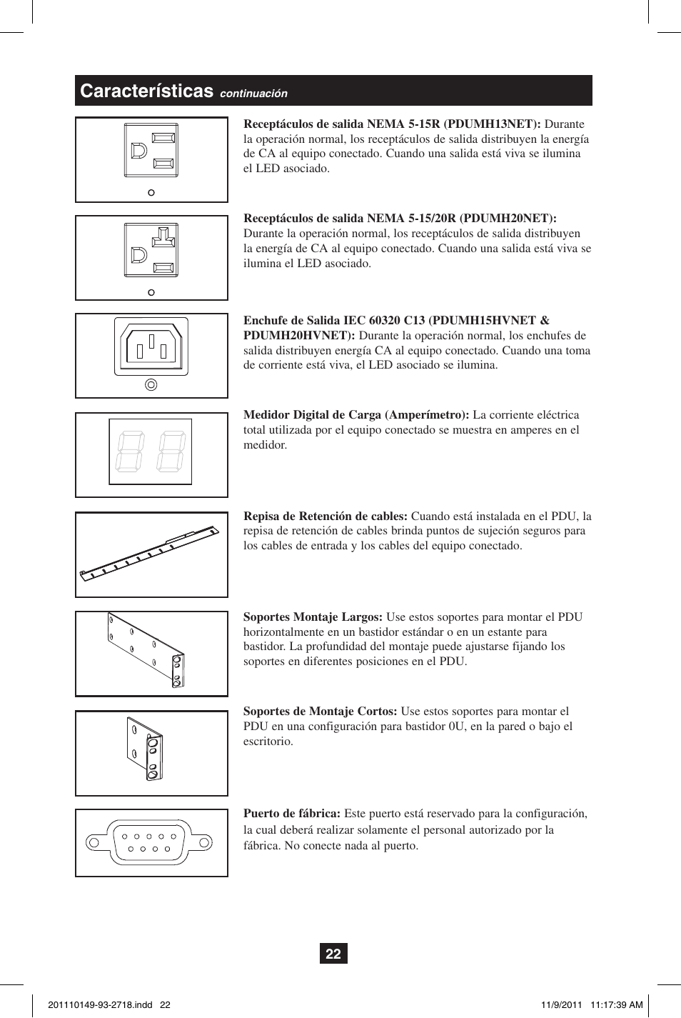 Características | Tripp Lite XL User Manual | Page 22 / 36