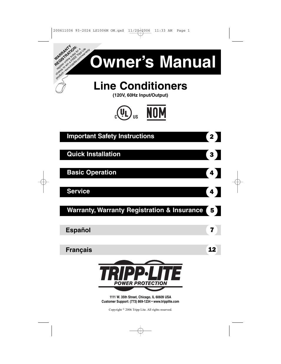 Tripp Lite LS1006M User Manual | 7 pages