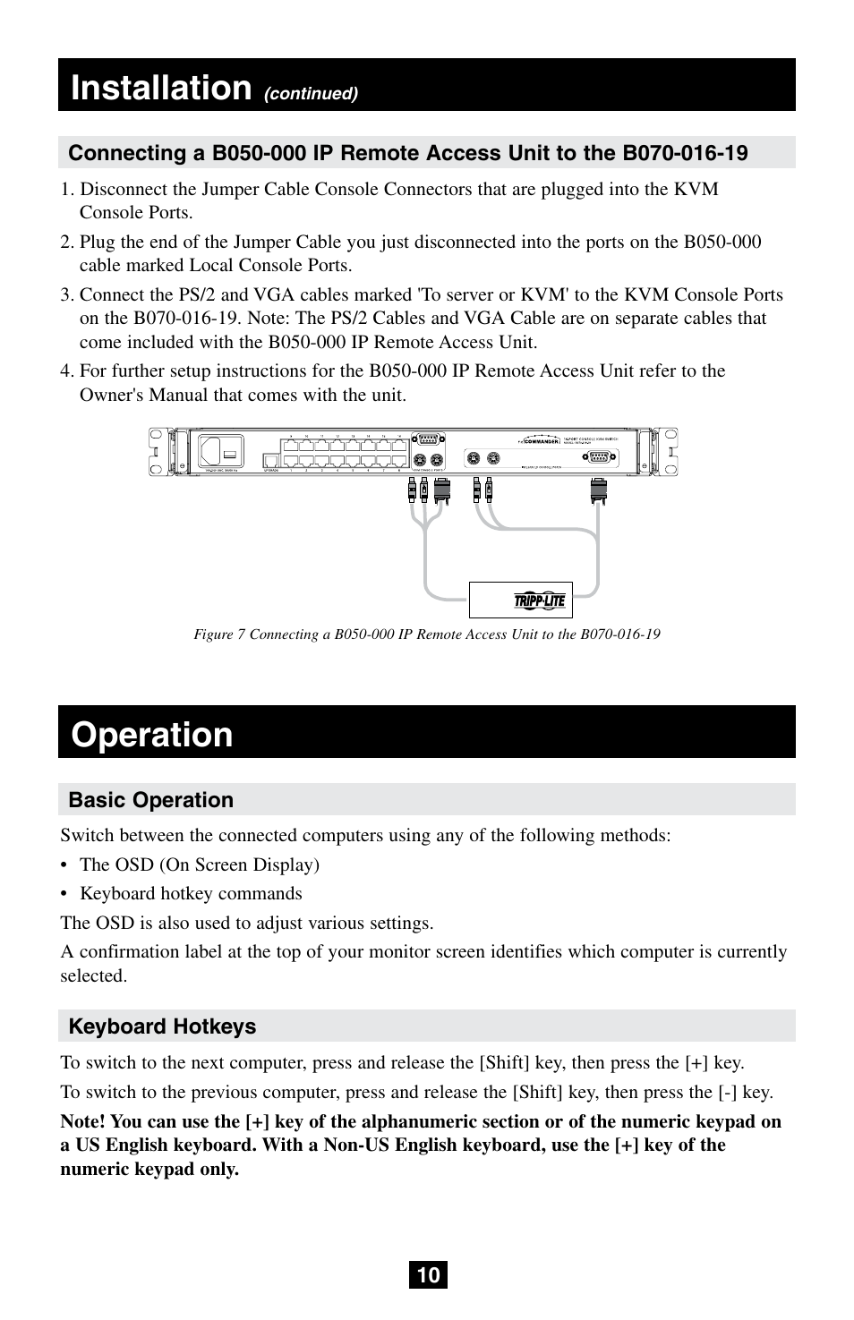 Installation, Operation | Tripp Lite NetCommander B072-008-1 User Manual | Page 10 / 24