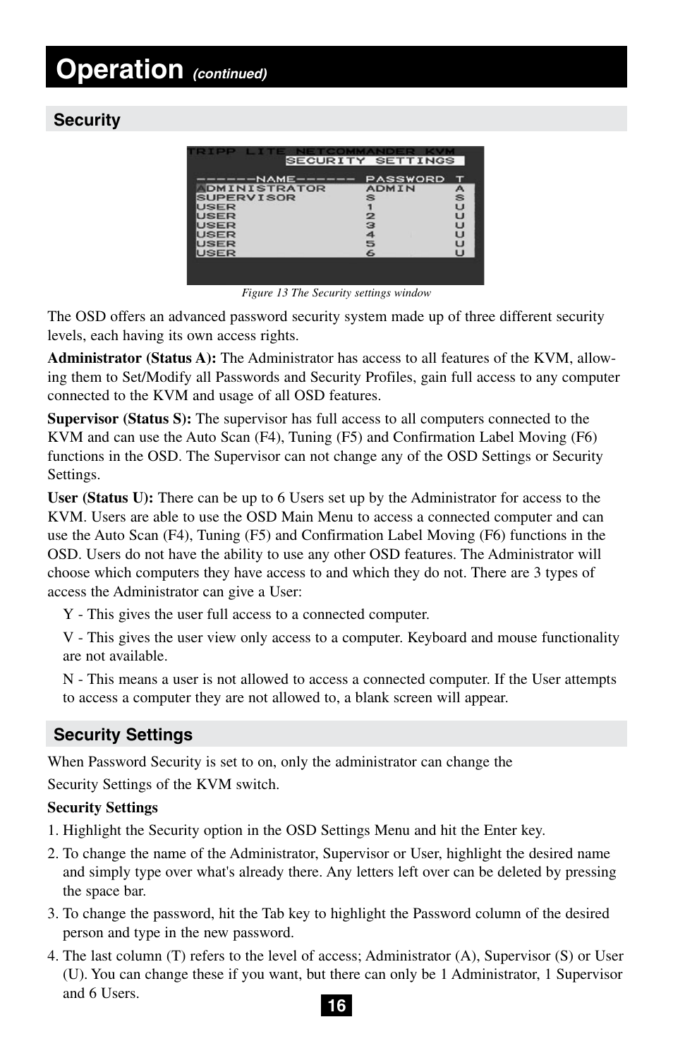 Operation | Tripp Lite NetCommander B072-008-1 User Manual | Page 16 / 24