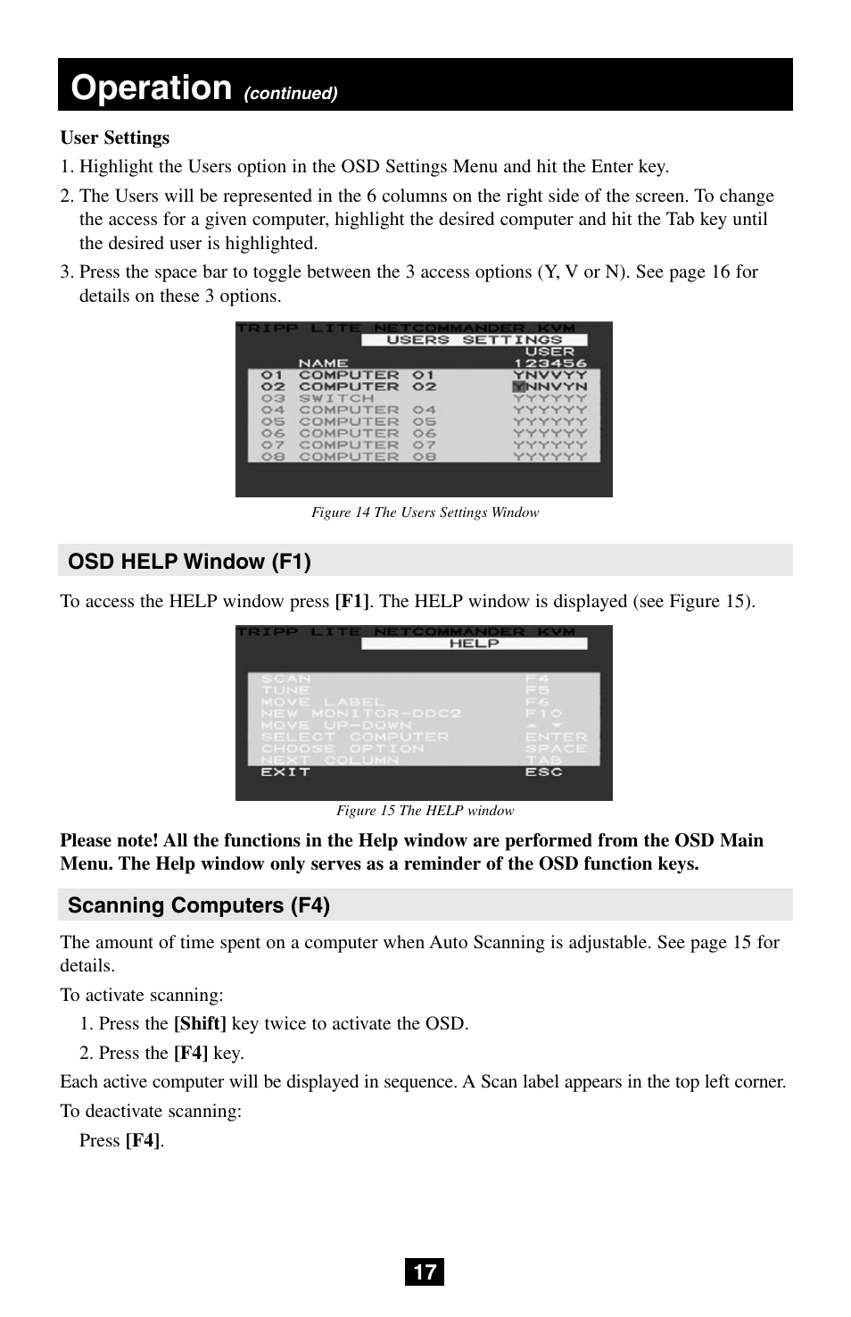 Operation | Tripp Lite NetCommander B072-008-1 User Manual | Page 17 / 24