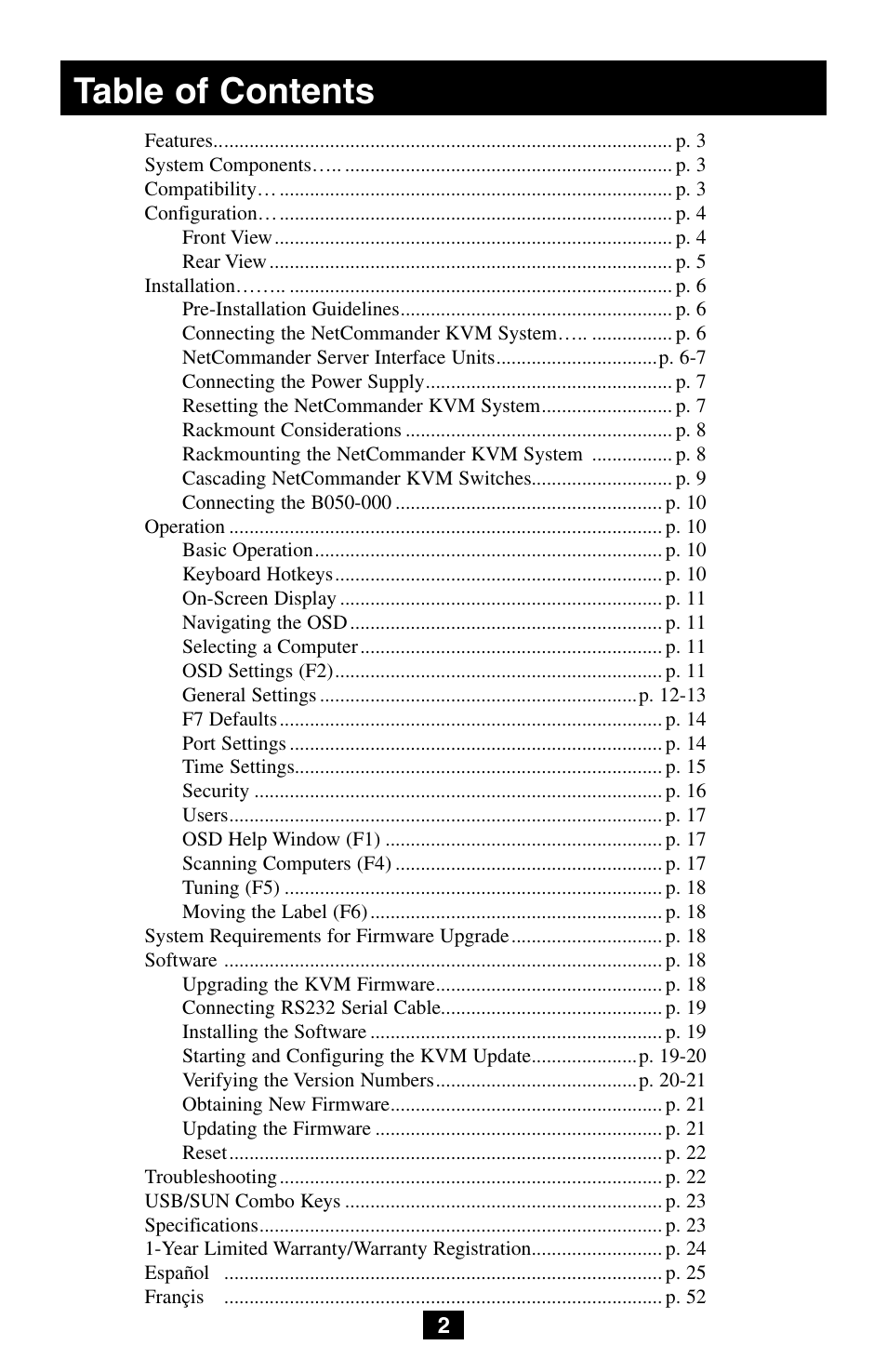 Tripp Lite NetCommander B072-008-1 User Manual | Page 2 / 24