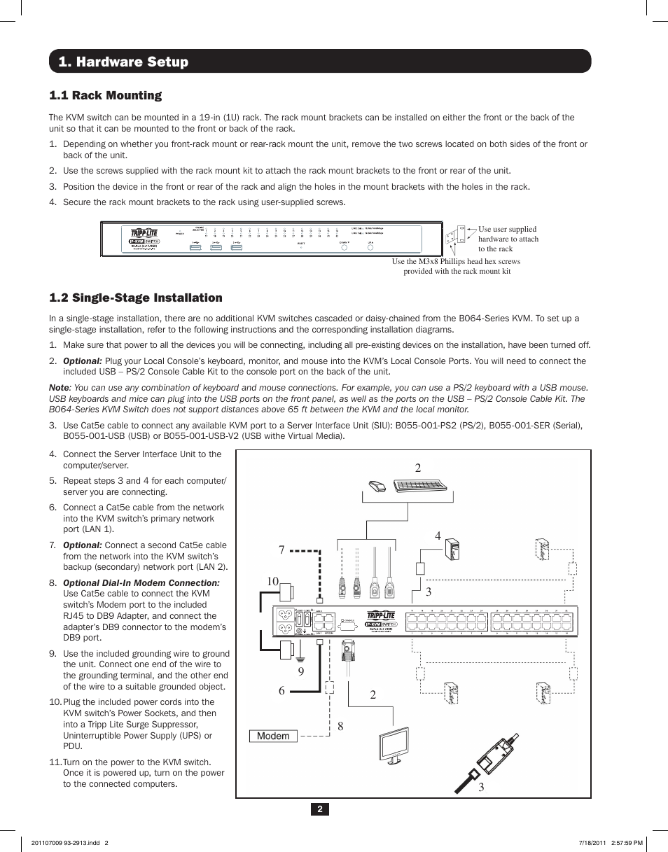 Hardware setup | Tripp Lite NETDIRECTORTM B064-016-02-IPG User Manual | Page 2 / 8