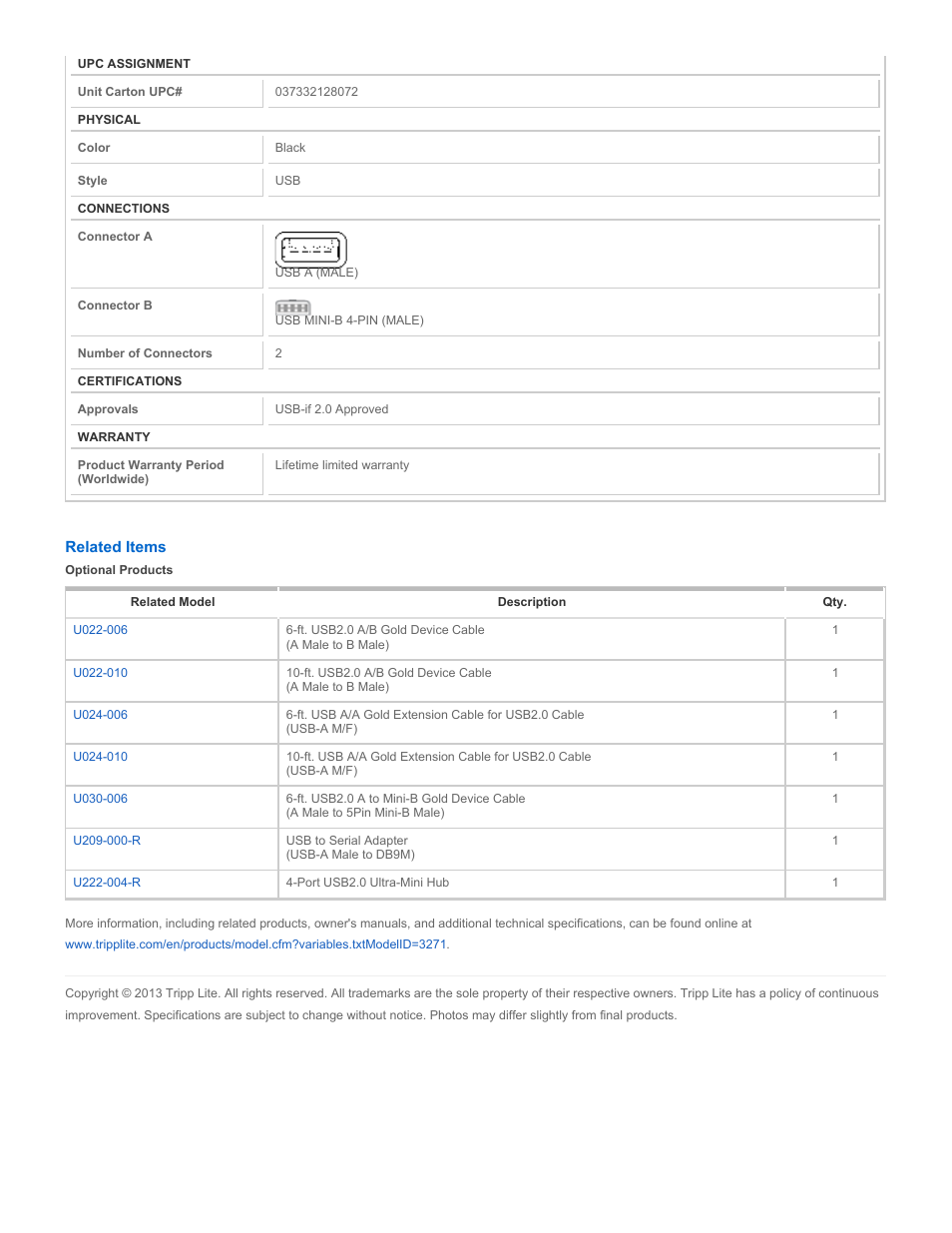 Tripp Lite U028-006 User Manual | Page 2 / 2