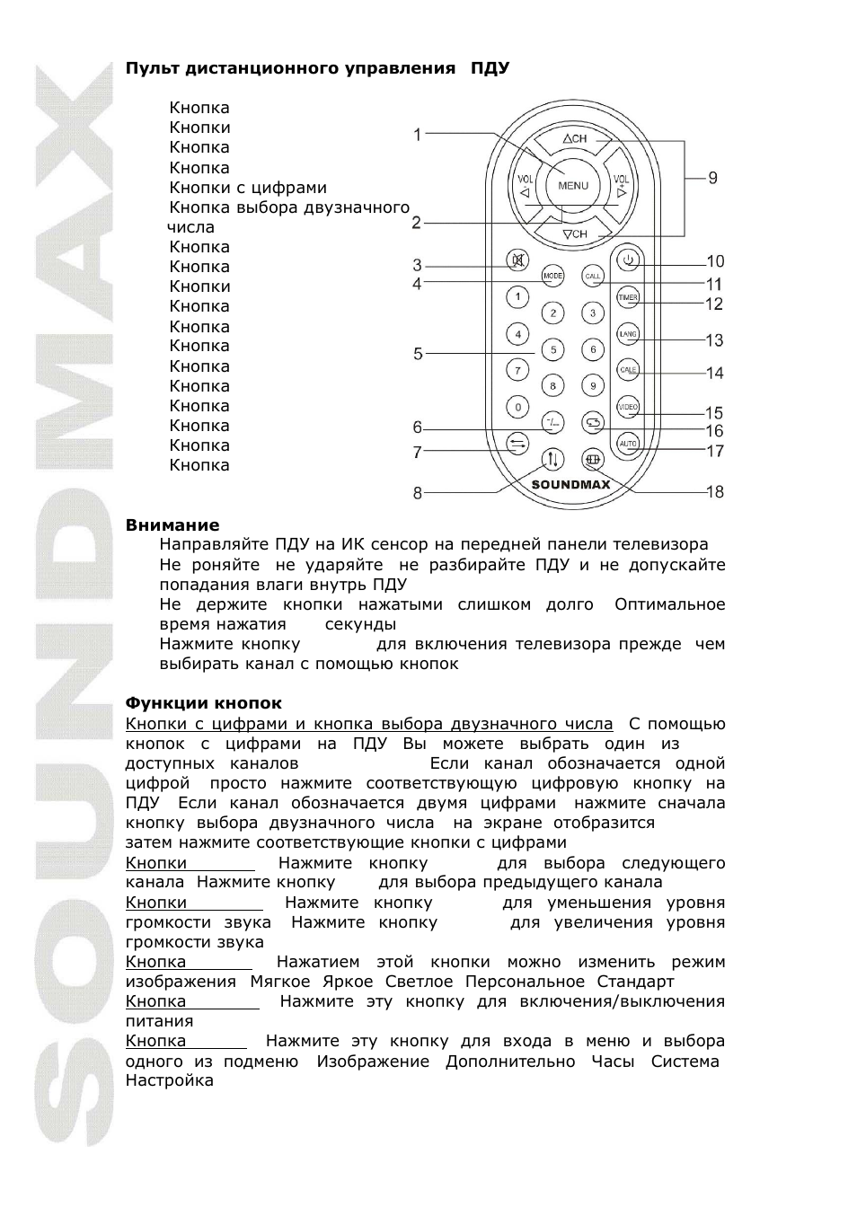 SoundMax SM-LCD711 User Manual | Page 18 / 26